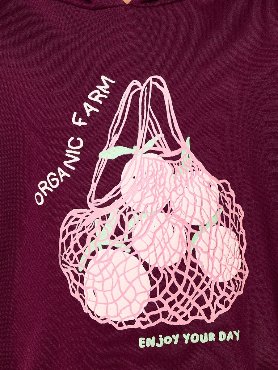 Fruit Print Oversized Hooded Sweatshirt