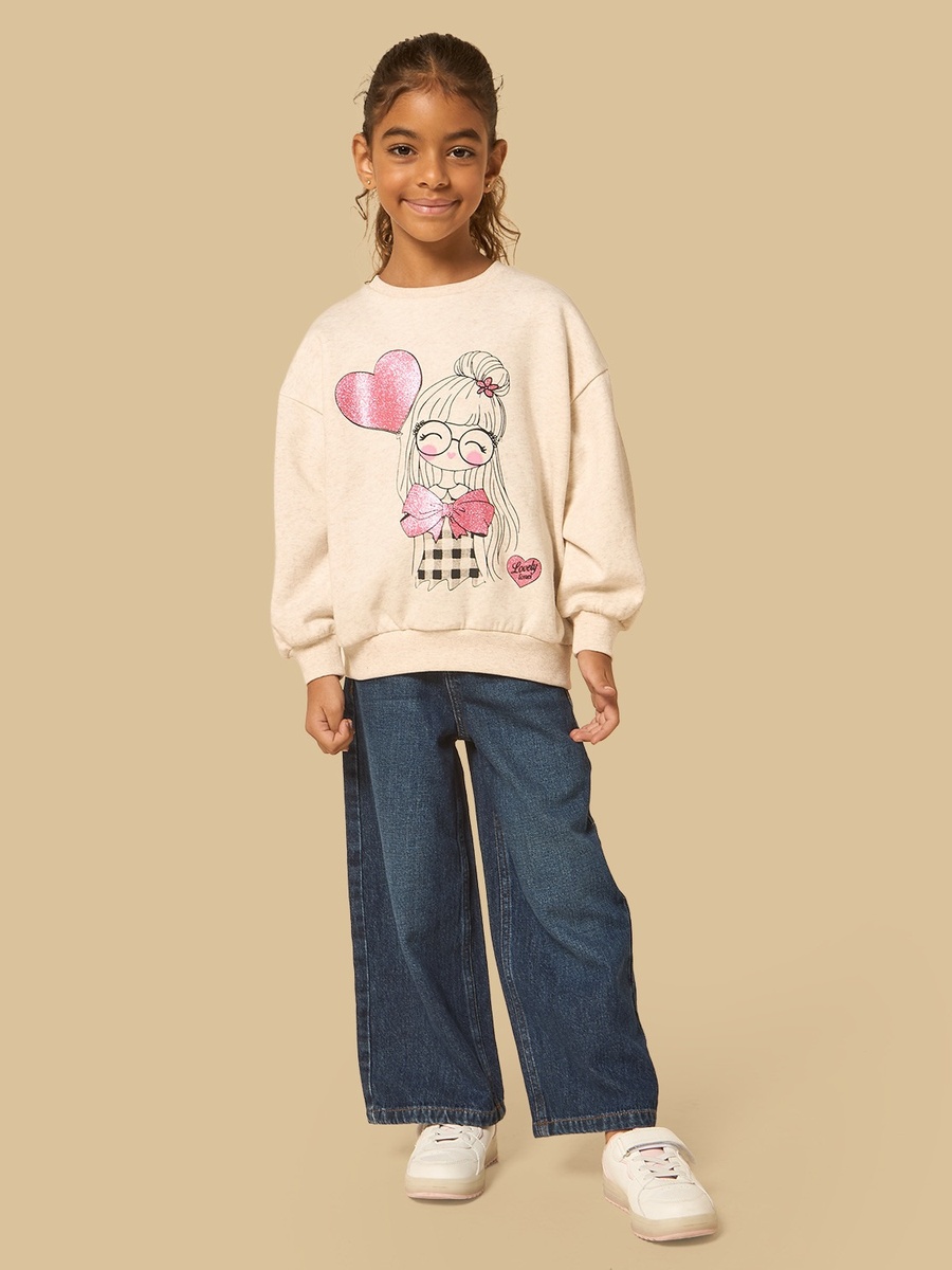 Fashion Girl Print Regular Fit Sweatshirt