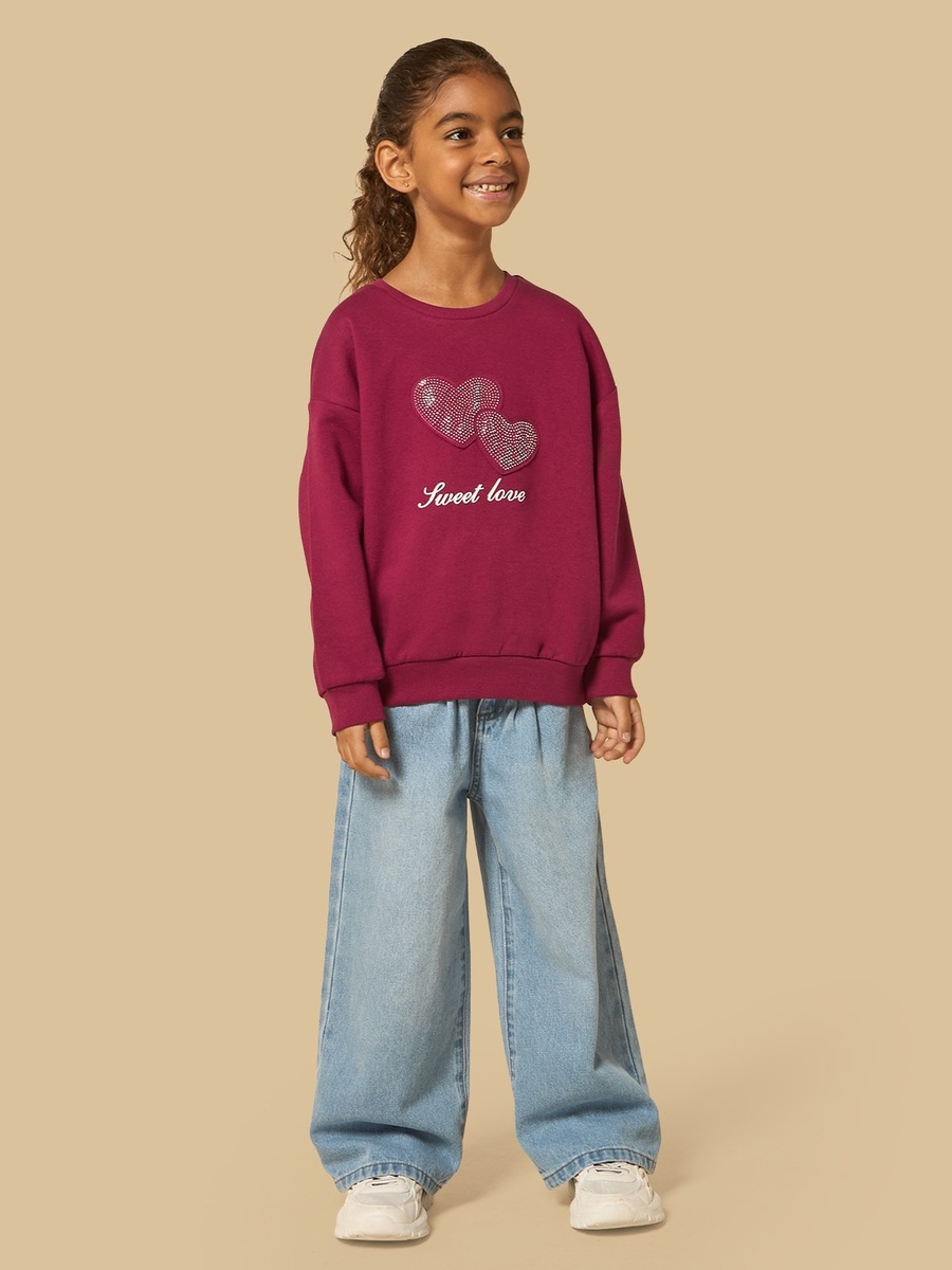 Heart Applique Oversized Sweatshirt