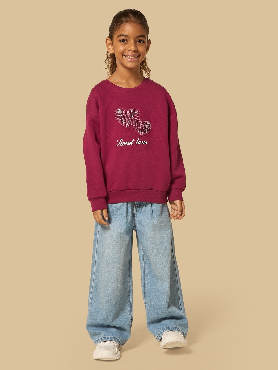 Heart Applique Oversized Sweatshirt
