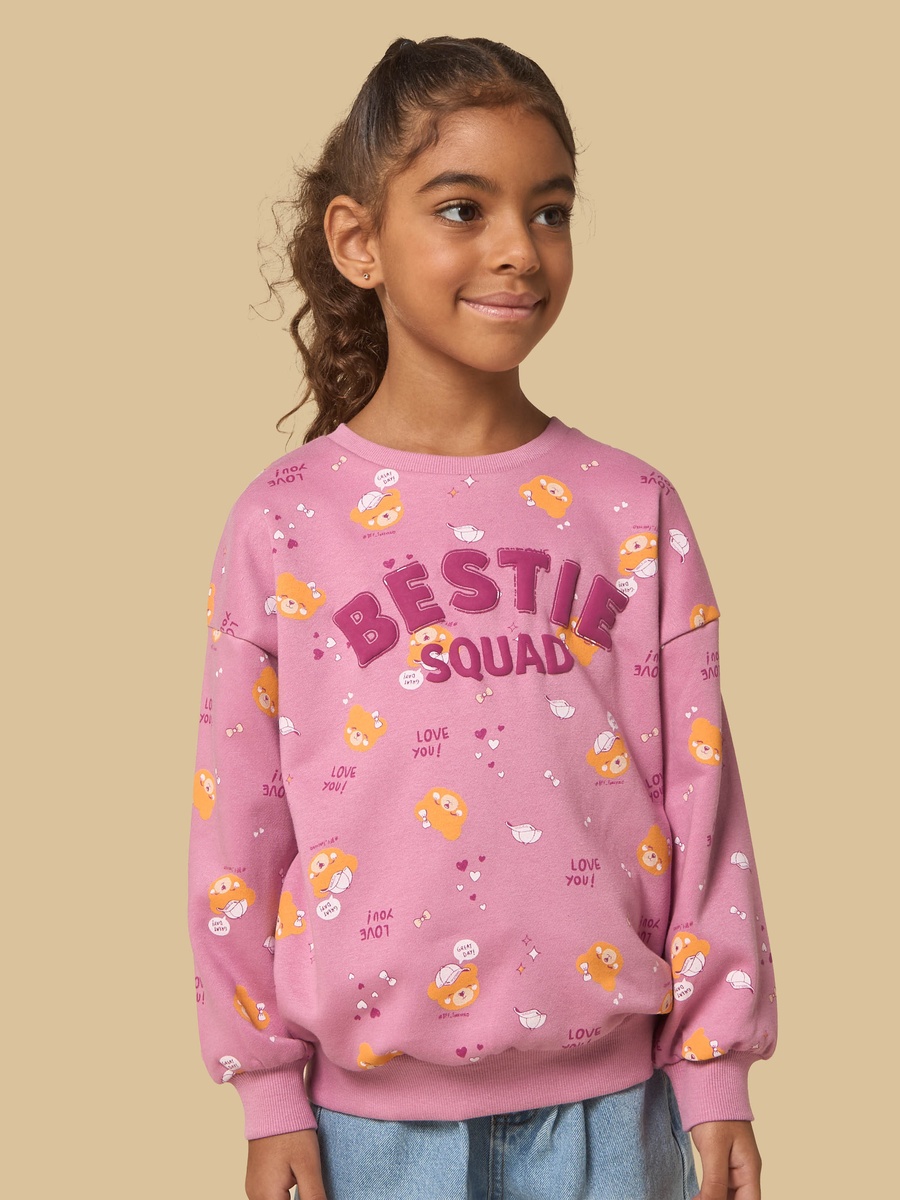 Teddy Bear Print Oversized Sweatshirt