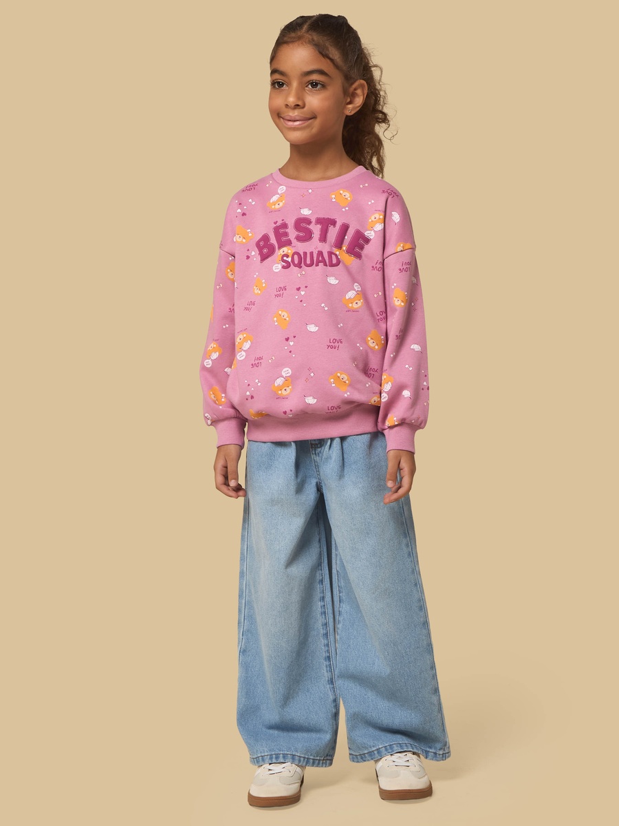 Teddy Bear Print Oversized Sweatshirt