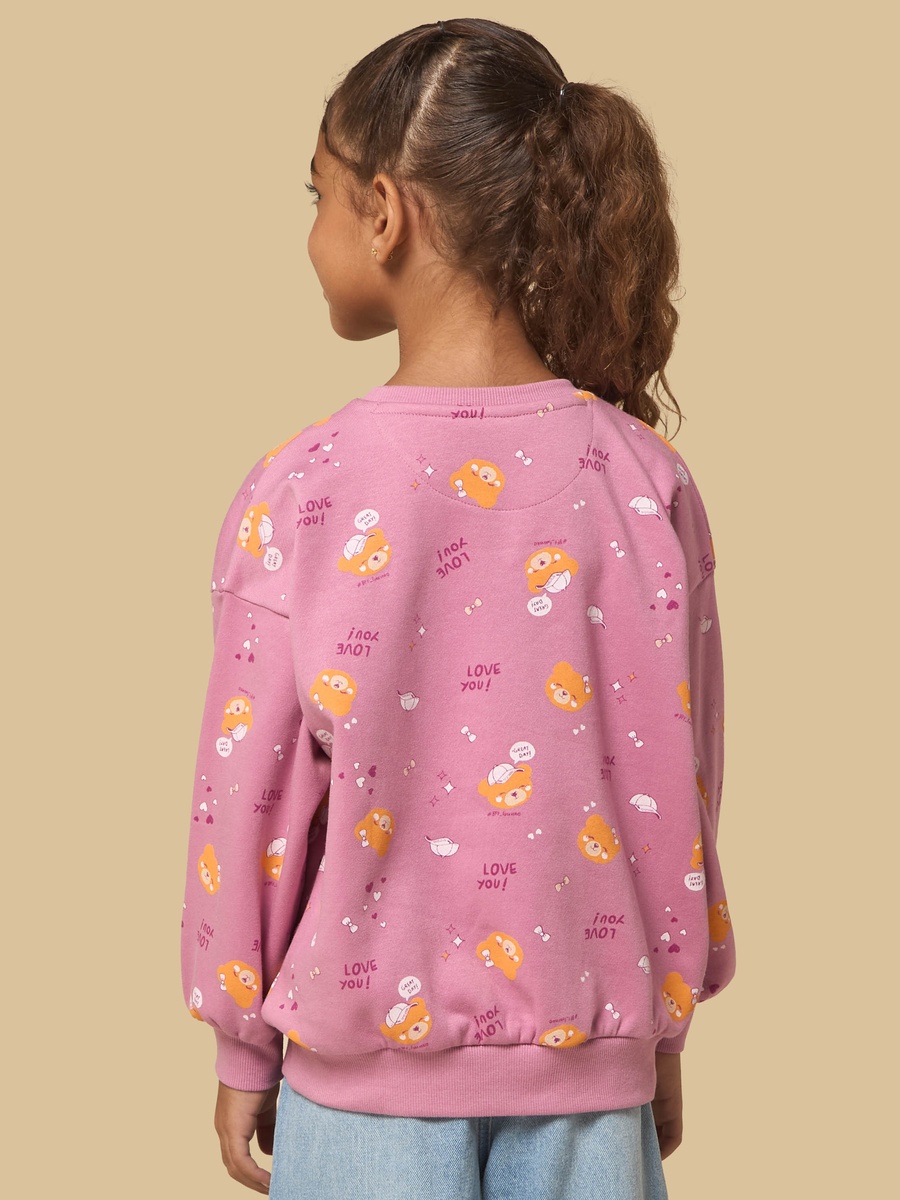 Teddy Bear Print Oversized Sweatshirt