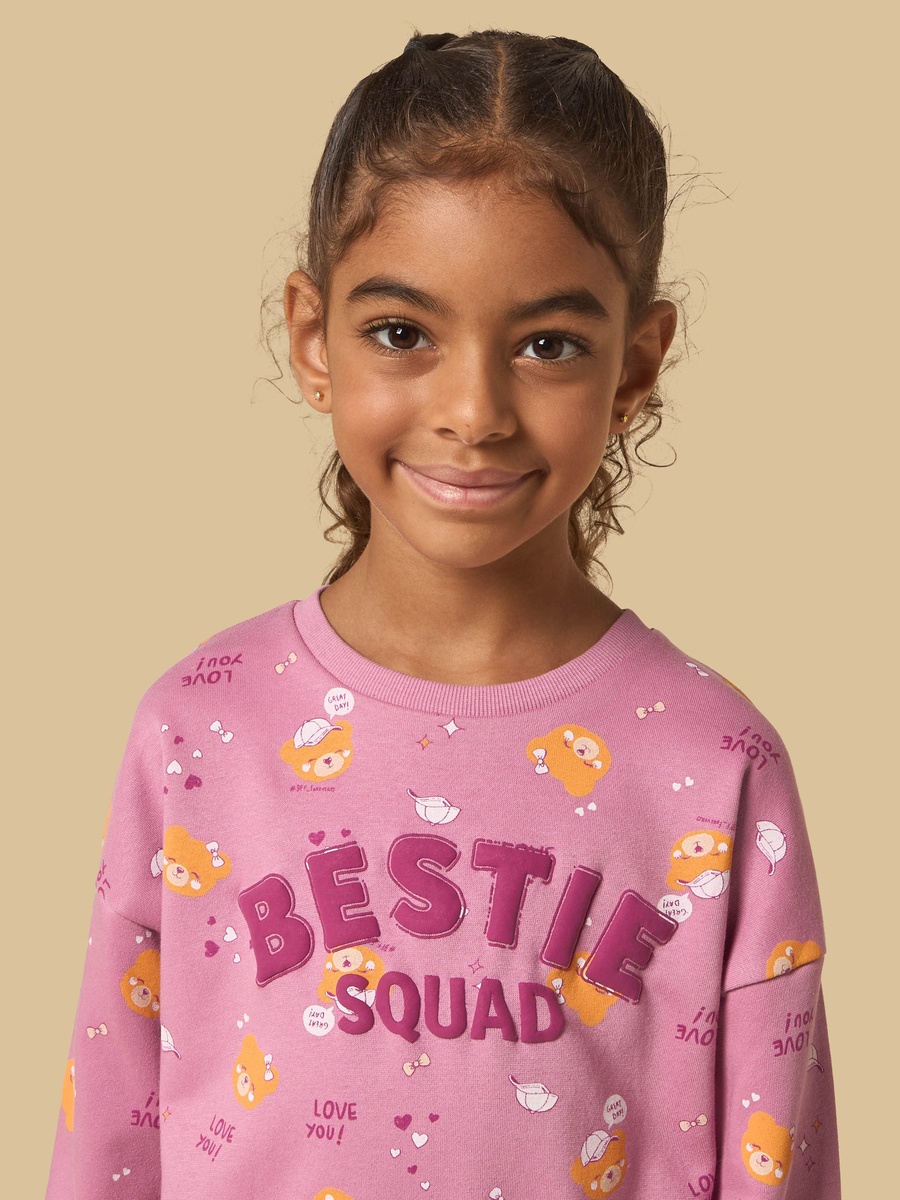 Teddy Bear Print Oversized Sweatshirt