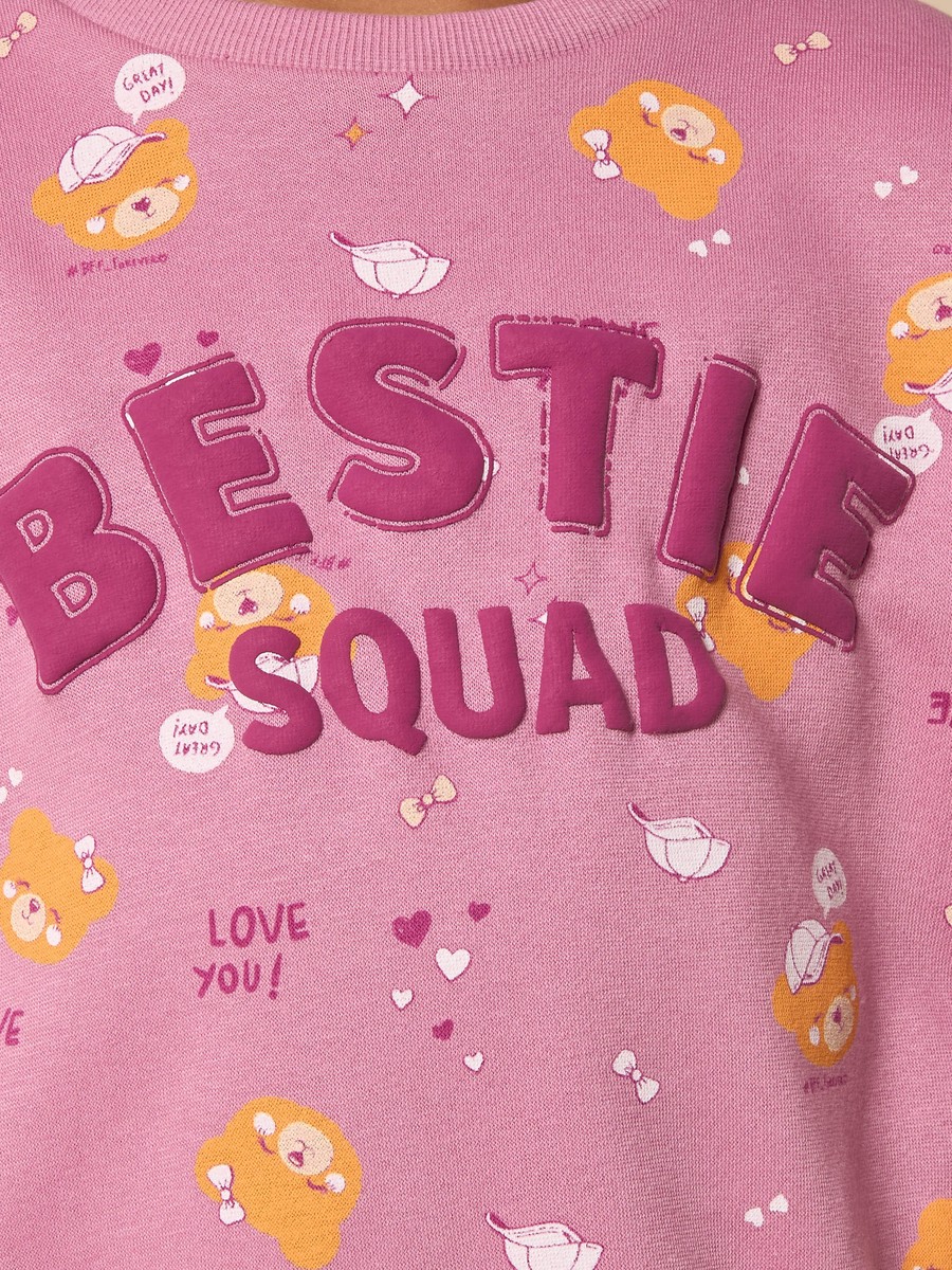 Teddy Bear Print Oversized Sweatshirt