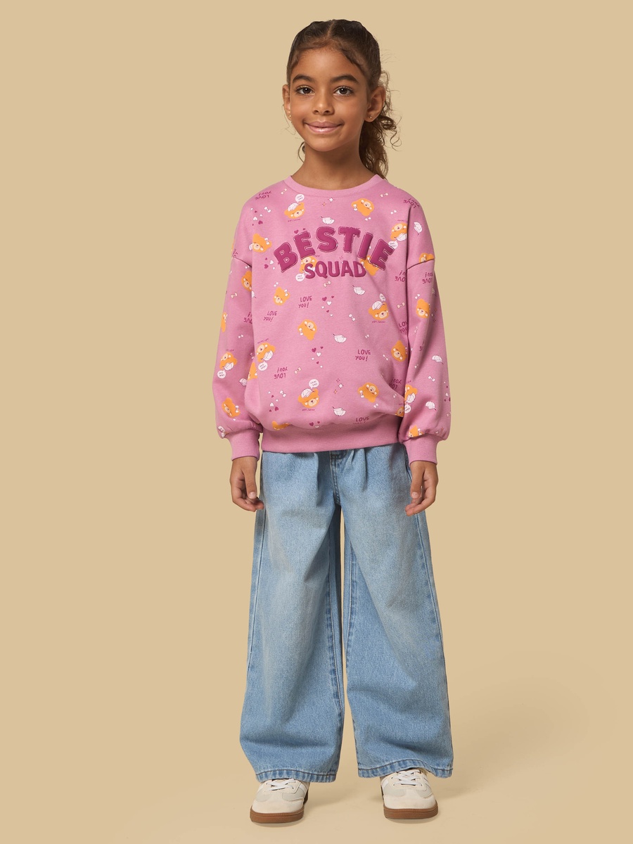 Teddy Bear Print Oversized Sweatshirt