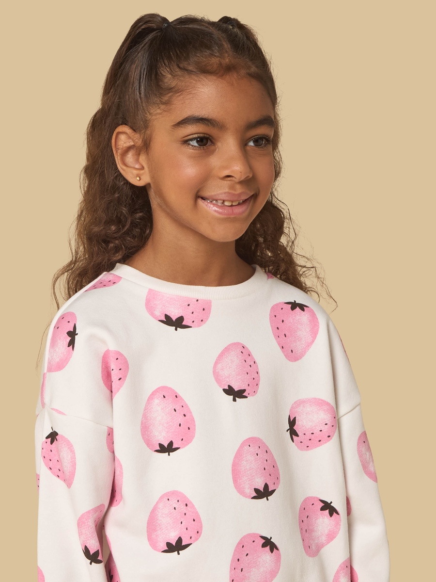 Strawberry Print Oversized Sweatshirt