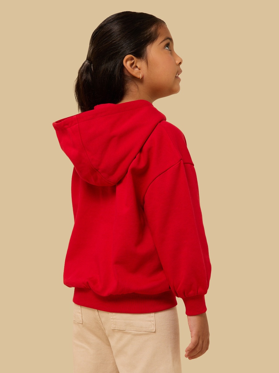 Teddy Bear Print Oversized Hooded Sweatshirt