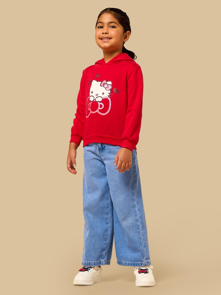 Hello Kitty Print Regular Fit Hooded Sweatshirt