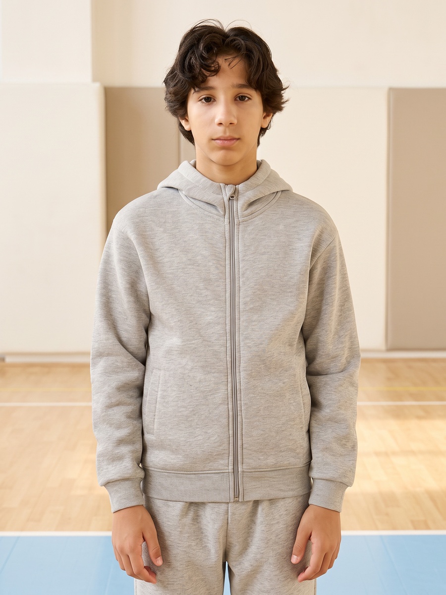 Plain Zip Through Hoodie