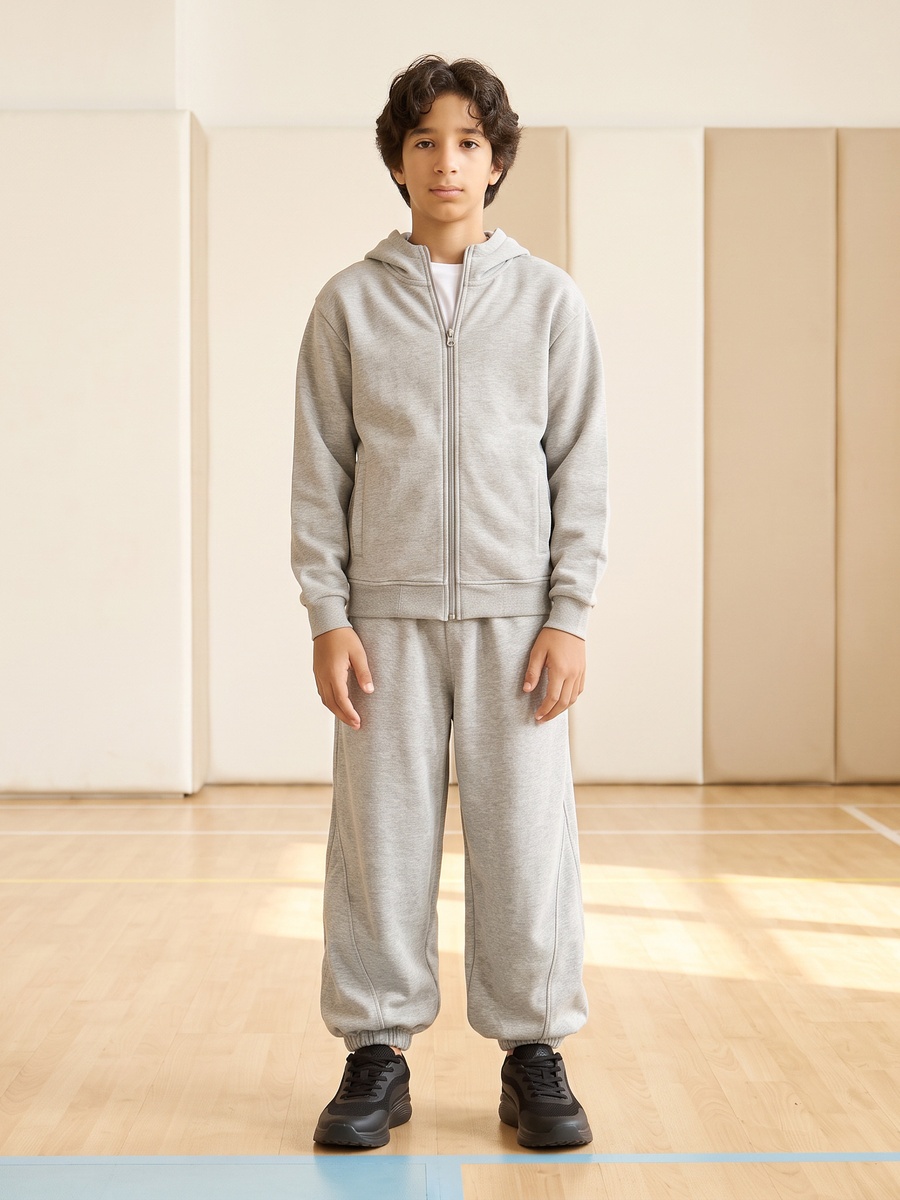 Plain Zip Through Hoodie