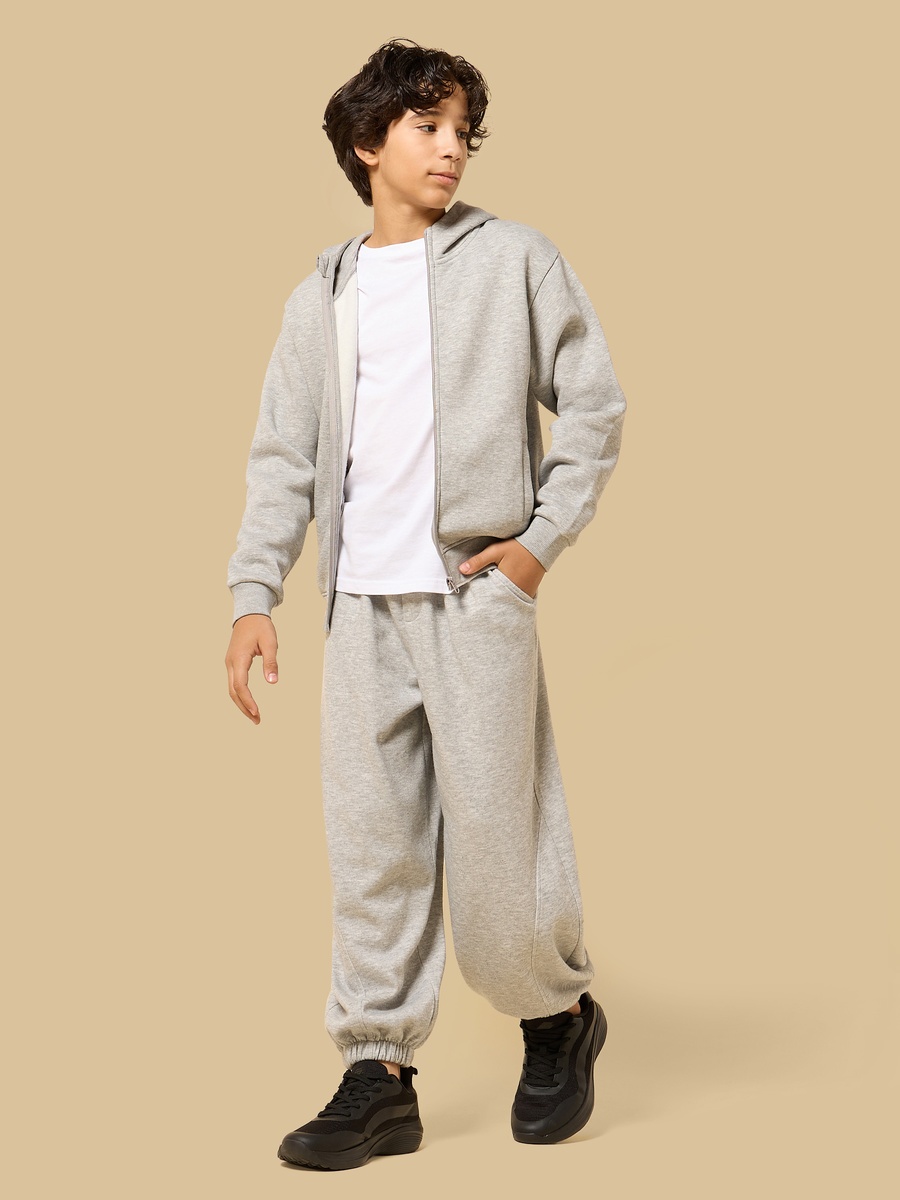 Plain Zip Through Hoodie