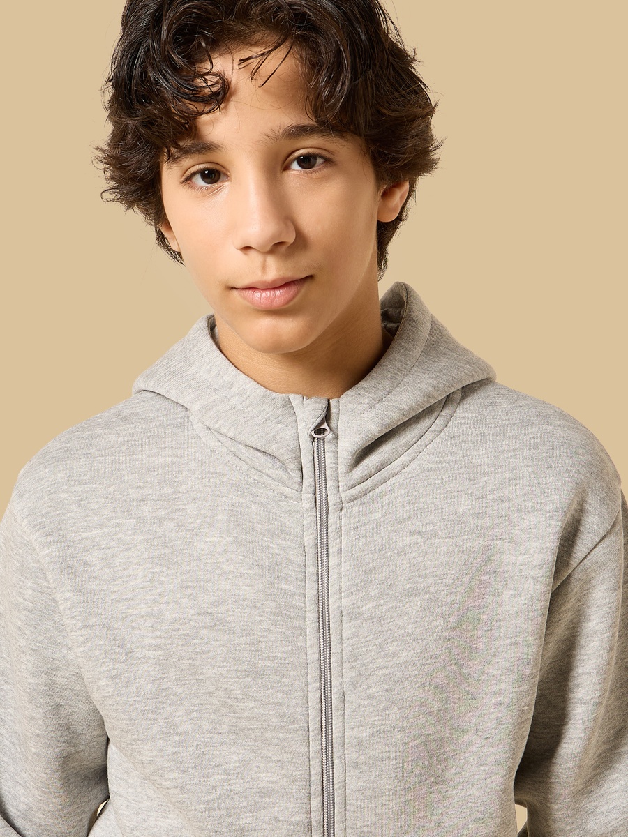 Plain Zip Through Hoodie