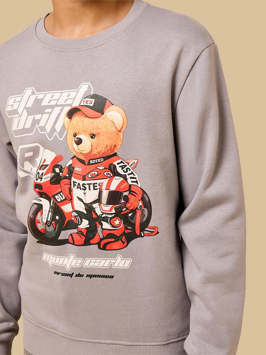 Racer Bear Print Sweatshirt