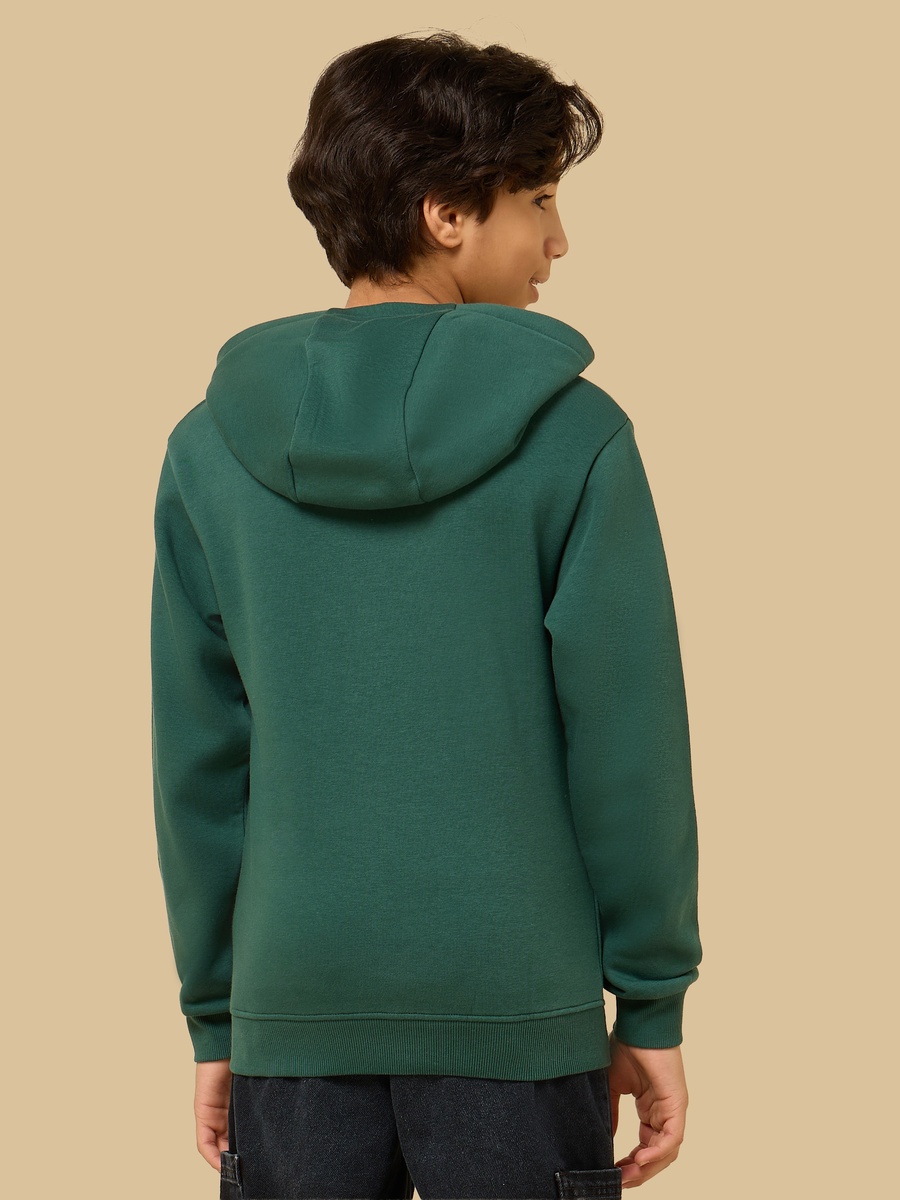 Text Print Hooded Sweatshirt with Kangaroo Pocket