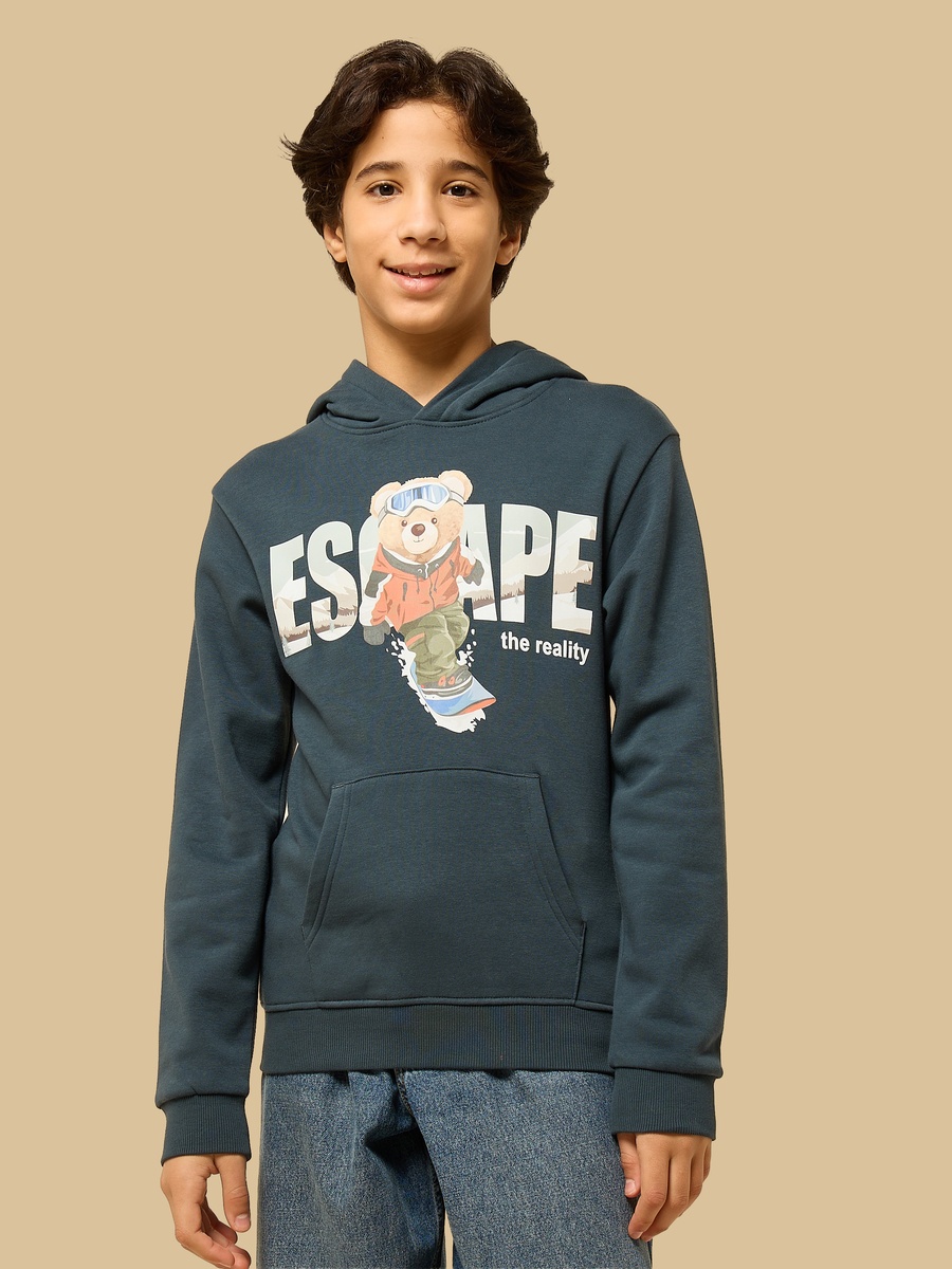 Bear Print Hooded Sweatshirt