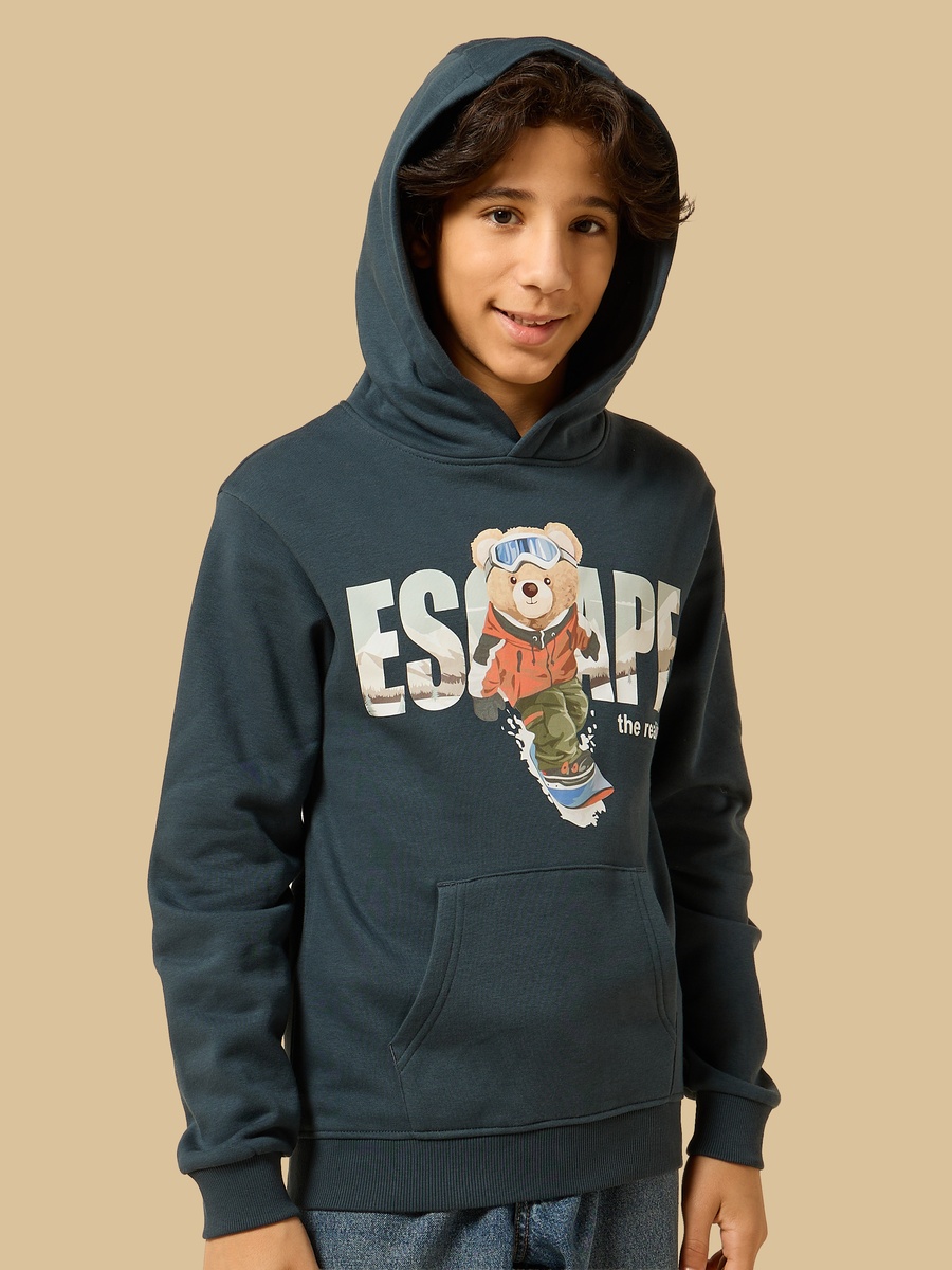Bear Print Hooded Sweatshirt