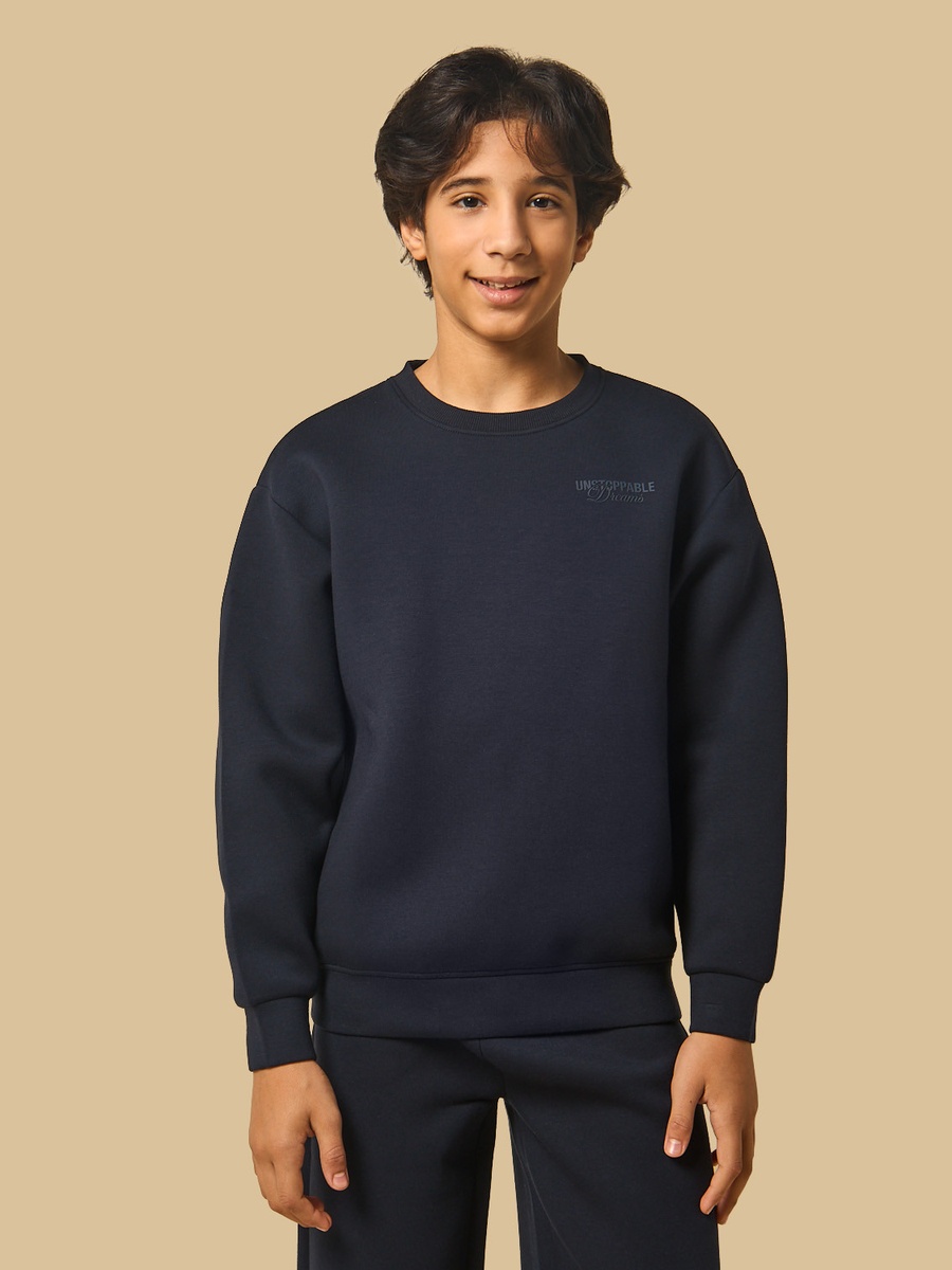 Slogan Embossed Scuba Sweatshirt