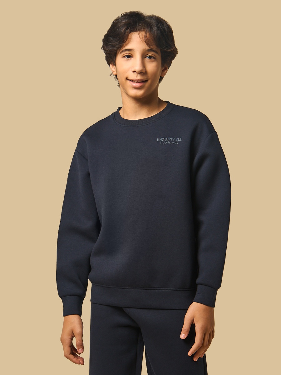 Slogan Embossed Scuba Sweatshirt