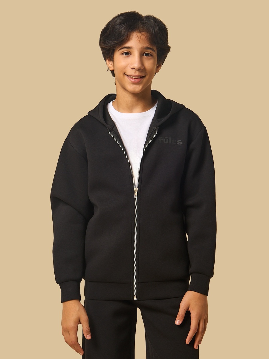 Slogan Print Scuba Zip Through Hoodie