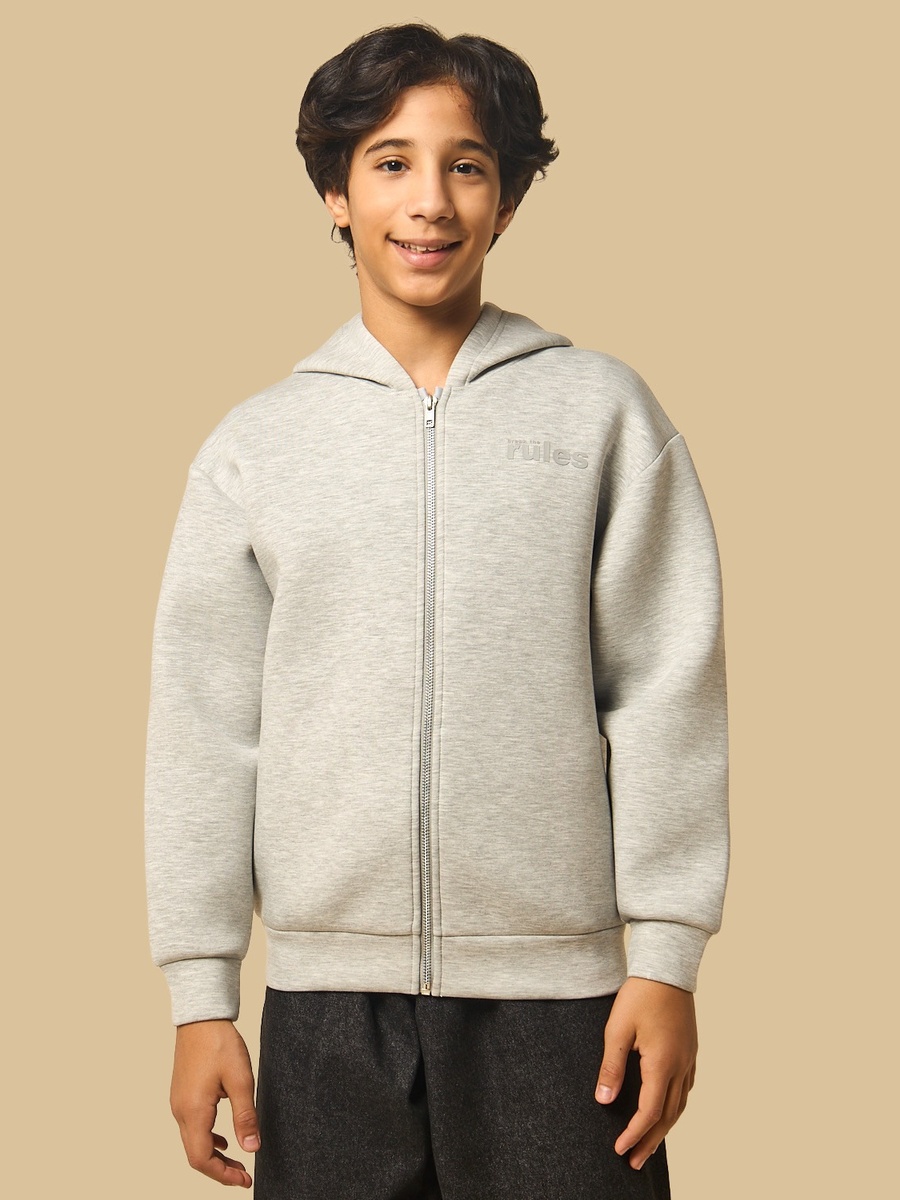 Slogan Print Scuba Zip Through Hoodie