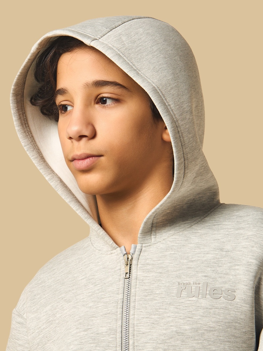 Slogan Print Scuba Zip Through Hoodie