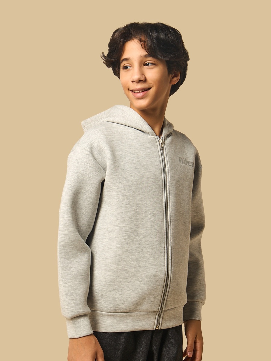 Slogan Print Scuba Zip Through Hoodie