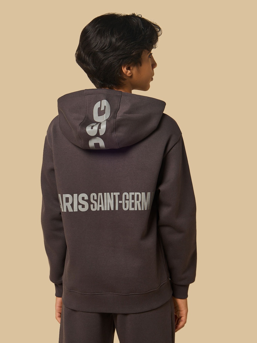 Paris Saint-Germain Print Hooded Sweatshirt with Kangaroo Pocket