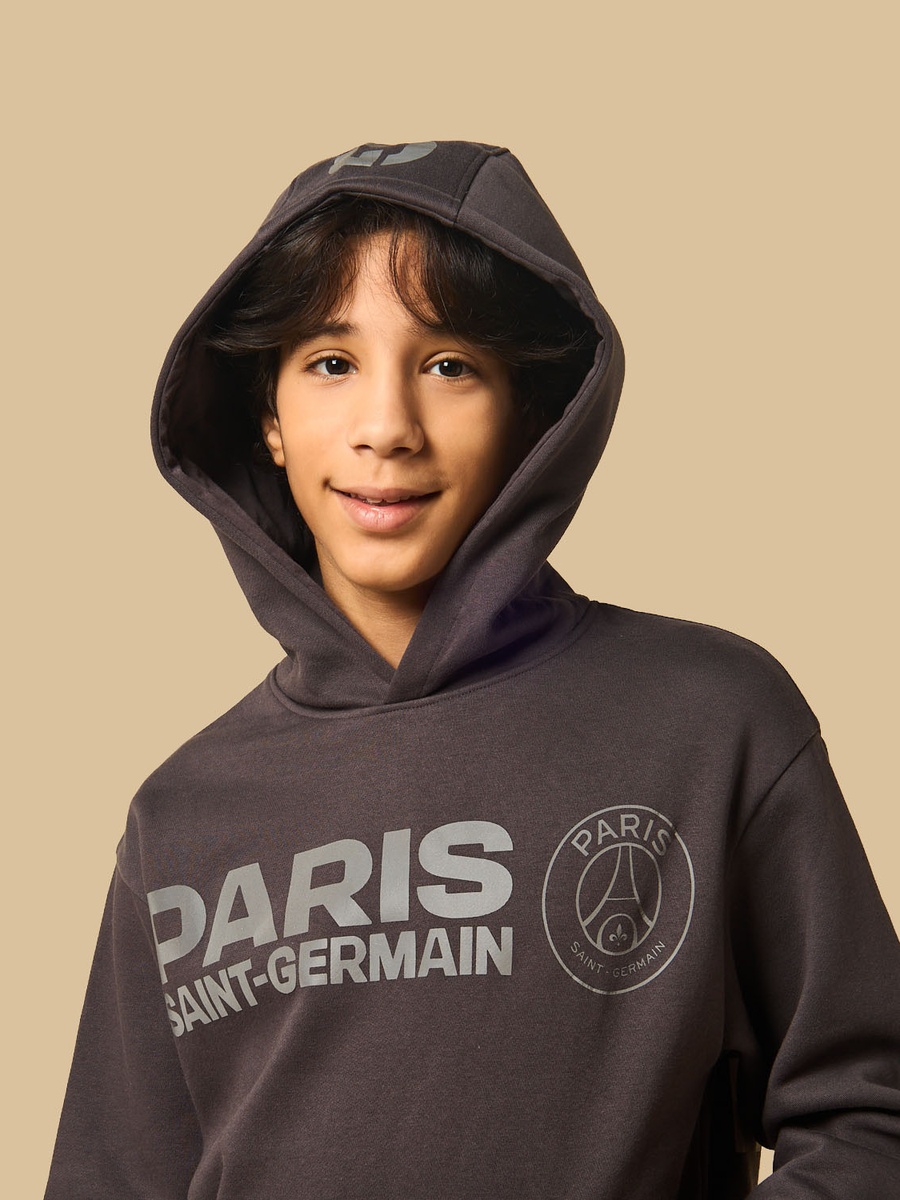 Paris Saint-Germain Print Hooded Sweatshirt with Kangaroo Pocket
