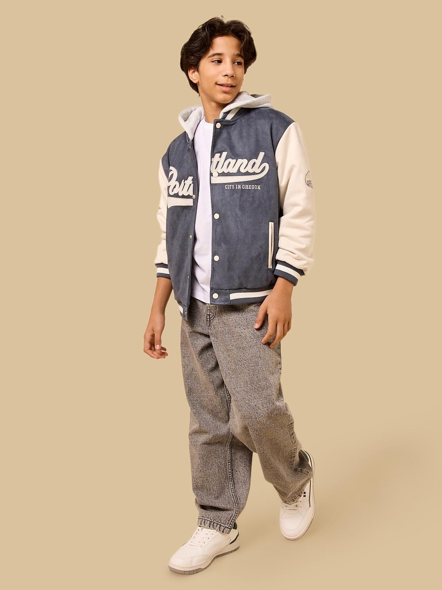 Embroidered Hooded Suede Bomber Jacket
