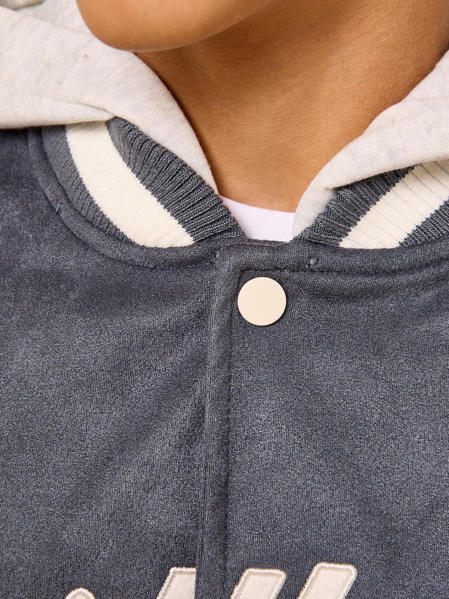 Embroidered Hooded Suede Bomber Jacket
