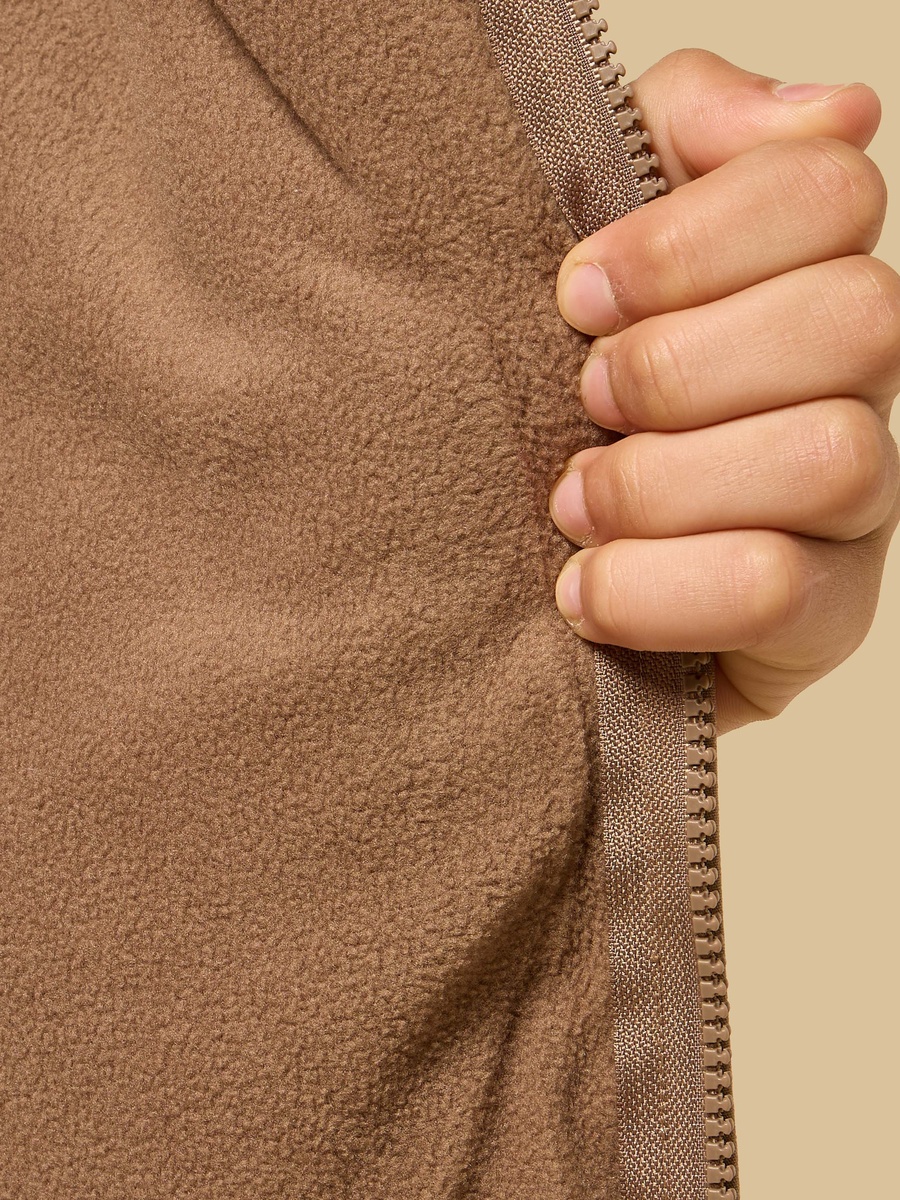 Textured Borg Zip Through Jacket with Fleece Lining