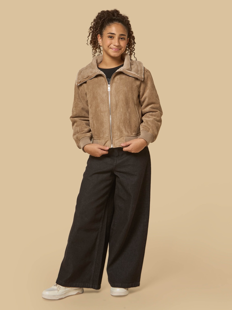 Suede Borg Lined Biker Jacket