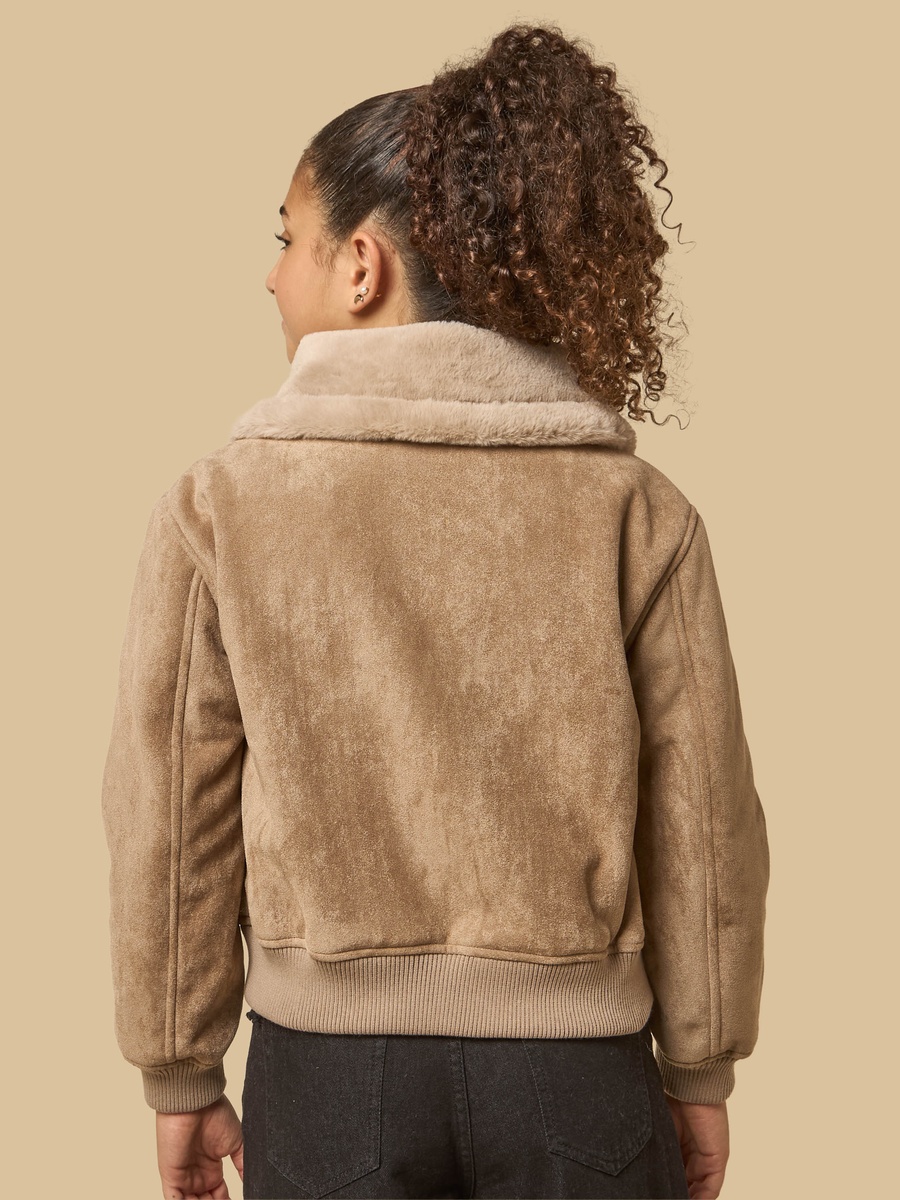Suede Borg Lined Biker Jacket
