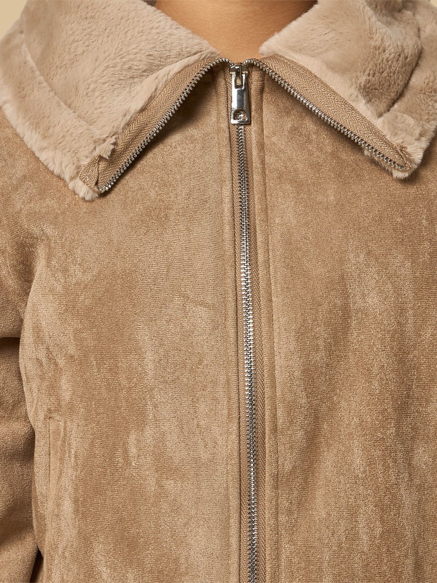 Suede Borg Lined Biker Jacket