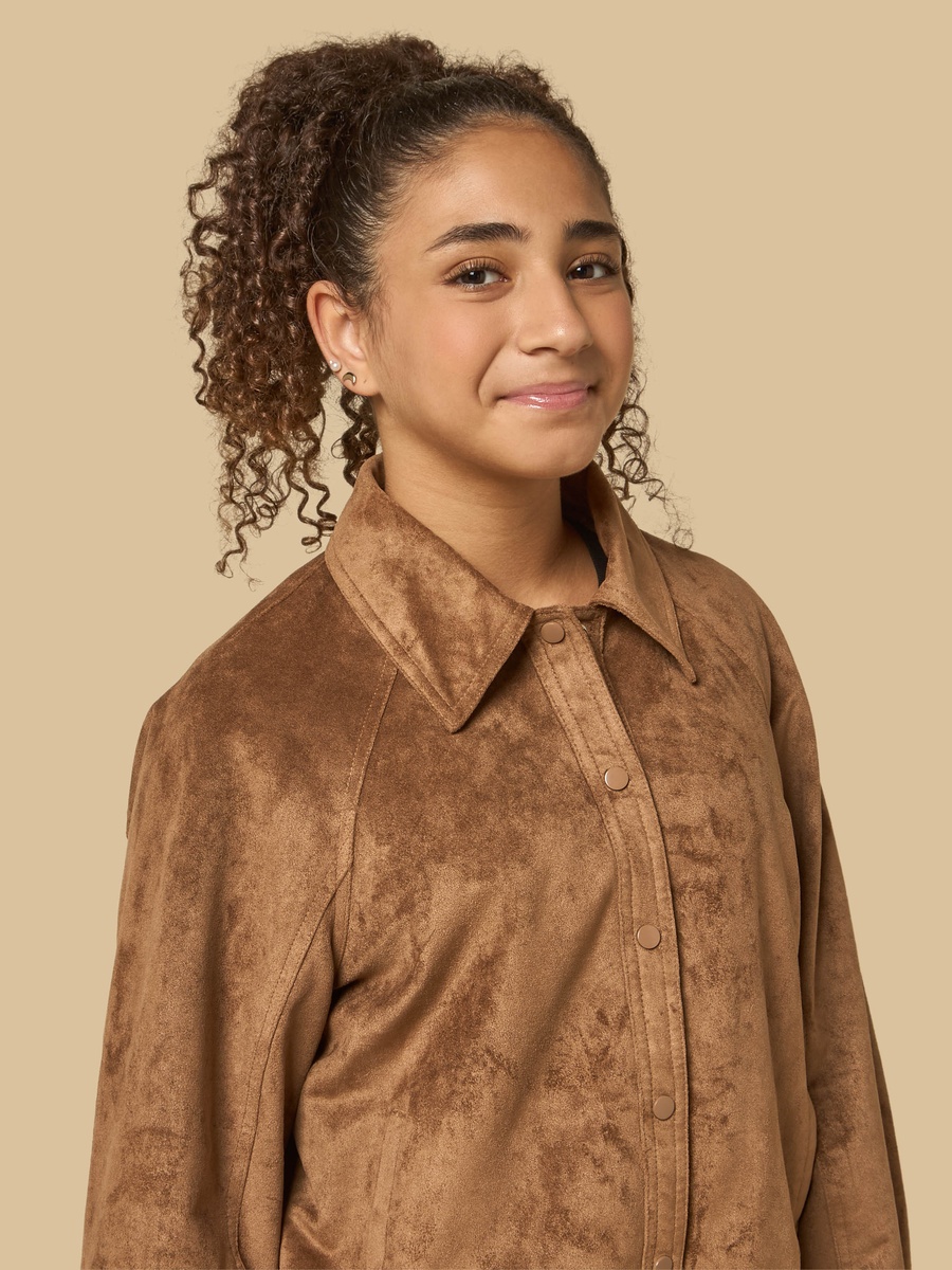 Suede Balloon Hem Biker Jacket