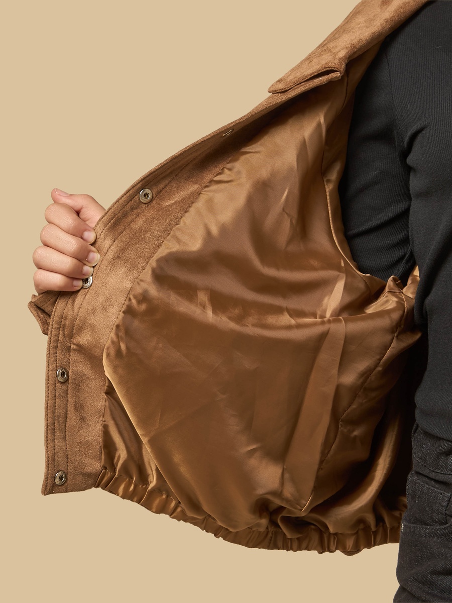 Suede Balloon Hem Biker Jacket
