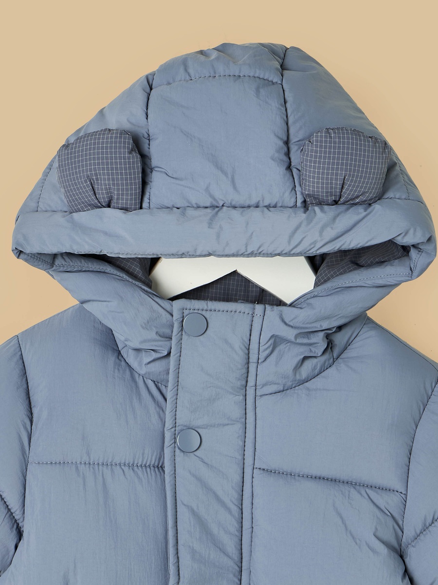 Bear Accent Hooded Puffer Jacket
