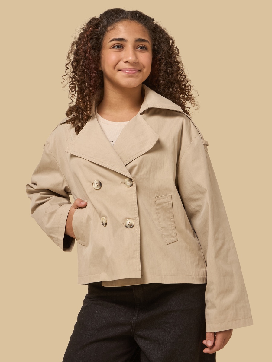Notched Lapel Short Trench Coat