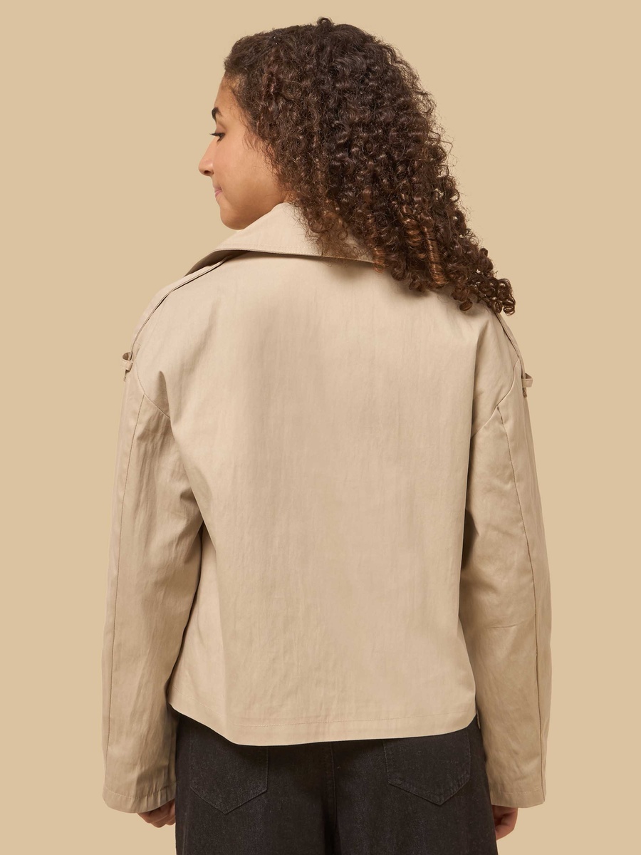 Notched Lapel Short Trench Coat