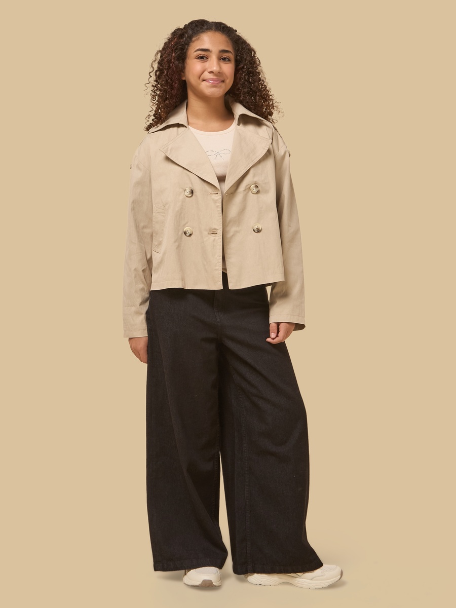 Notched Lapel Short Trench Coat