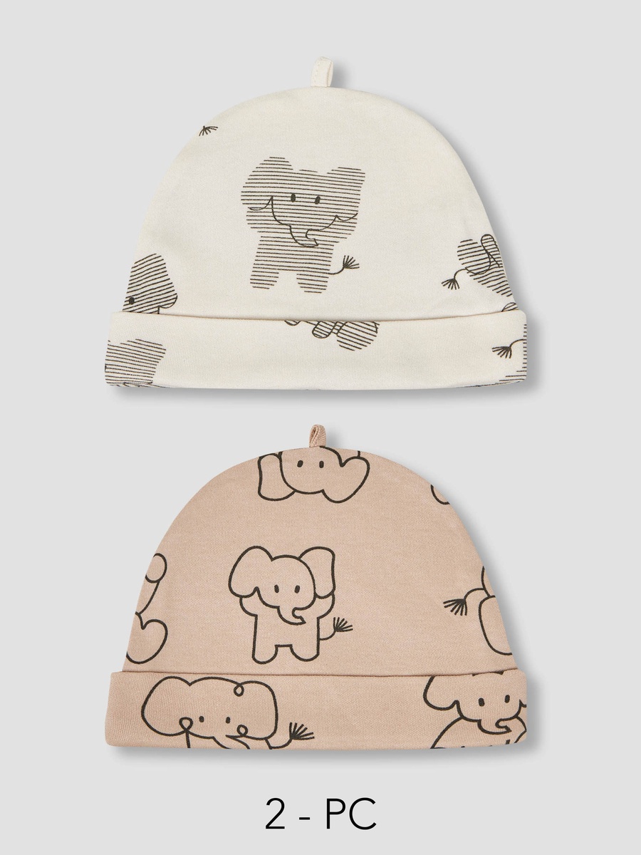 Pack of 2 Cap with Elephant Print