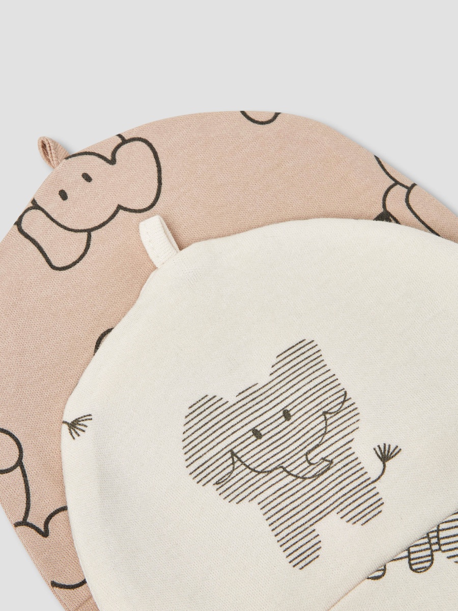 Pack of 2 Cap with Elephant Print