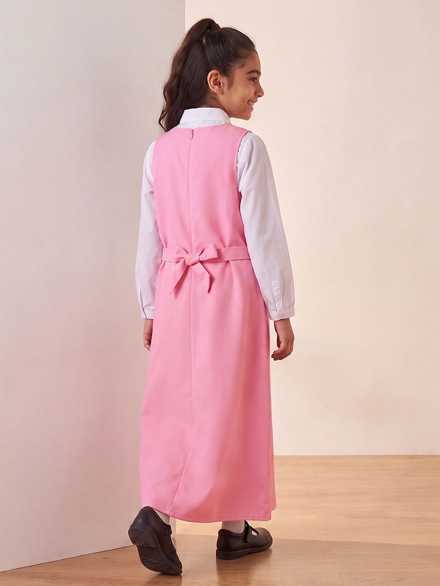 Pink School Pinafore with Round Neck 