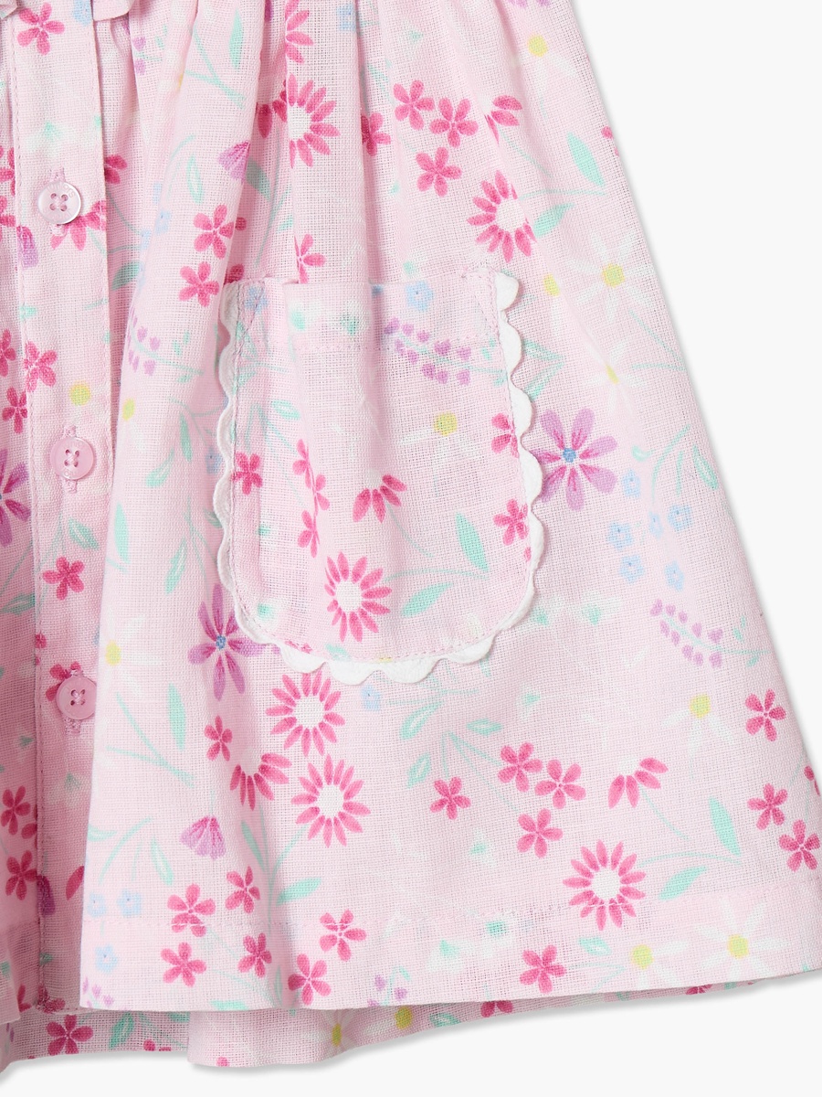 Round Neck Short Sleeves Knee Length Dress with Floral Print
