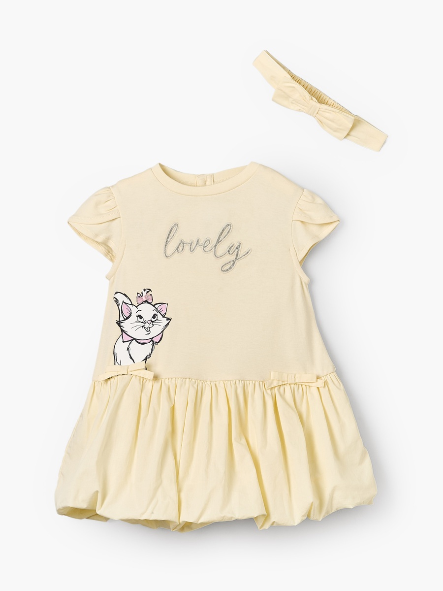 Round Neck Short Sleeves Knee Length Dress with Marie Print