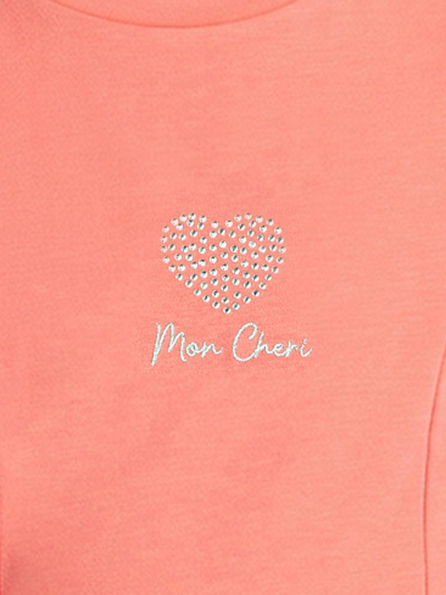 Round Neck Short Sleeves Knee Length A-Line Dress with Embellished Heart Detail