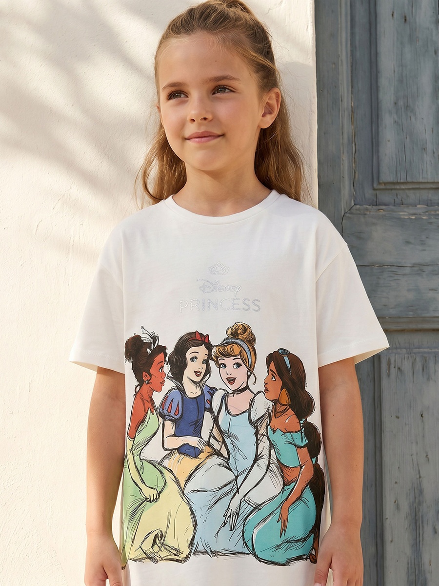 Netflix Round Neck Short Sleeves Knee Length T-Shirt Dress with KPop Demon Hunters Print