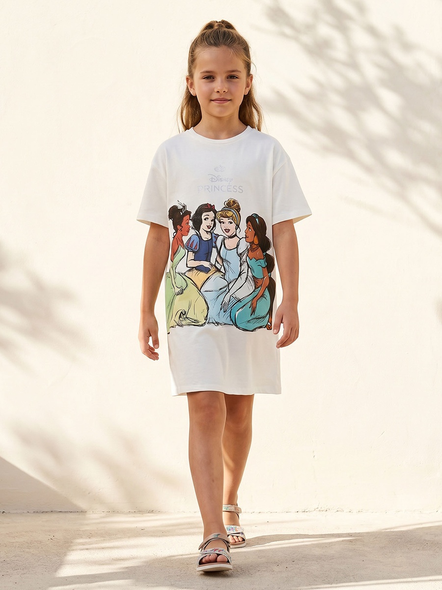 Netflix Round Neck Short Sleeves Knee Length T-Shirt Dress with KPop Demon Hunters Print