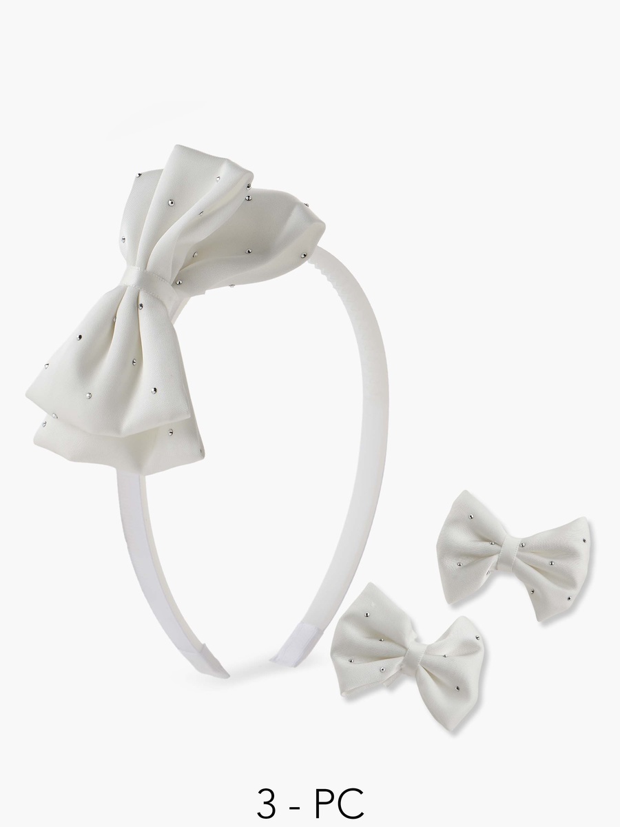 Set of 3 Hairband with Bow Hair Clip